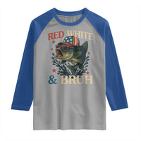 Retro Red White And Bruh Fishing Raglan Shirt Funny Patriotic Bass 4th Of July