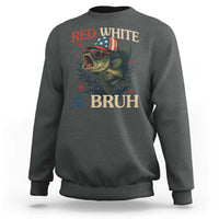 Retro Red White And Bruh Fishing Sweatshirt Funny Patriotic Bass 4th Of July