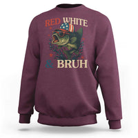 Retro Red White And Bruh Fishing Sweatshirt Funny Patriotic Bass 4th Of July