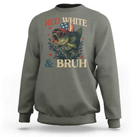 Retro Red White And Bruh Fishing Sweatshirt Funny Patriotic Bass 4th Of July