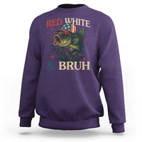 Retro Red White And Bruh Fishing Sweatshirt Funny Patriotic Bass 4th Of July