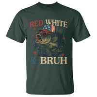 Retro Red White And Bruh Fishing T Shirt Funny Patriotic Bass 4th Of July