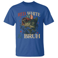 Retro Red White And Bruh Fishing T Shirt Funny Patriotic Bass 4th Of July