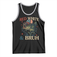 Retro Red White And Bruh Fishing Tank Top Funny Patriotic Bass 4th Of July