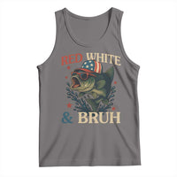 Retro Red White And Bruh Fishing Tank Top Funny Patriotic Bass 4th Of July