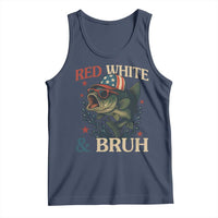 Retro Red White And Bruh Fishing Tank Top Funny Patriotic Bass 4th Of July