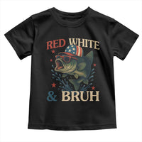 Retro Red White And Bruh Fishing Toddler T Shirt Funny Patriotic Bass 4th Of July