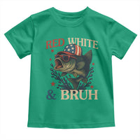 Retro Red White And Bruh Fishing Toddler T Shirt Funny Patriotic Bass 4th Of July