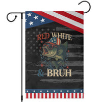 Retro Red White And Bruh Fishing Garden Flag Funny Patriotic Bass 4th Of July