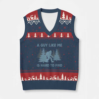 Funny Bigfoot Sasquatch V-Neck Knit Sweater Vest A Guy Like Me Is Hard To Find Forest Silhouette - Wonder Print Shop