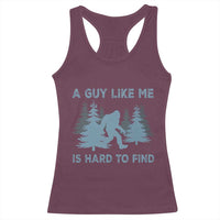 Funny Bigfoot Sasquatch Racerback Tank Top A Guy Like Me Is Hard To Find Forest Silhouette - Wonder Print Shop
