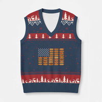 Funny Hot Dog American Flag V-Neck Knit Sweater Vest Patriotic USA 4th of July Summer BBQ Party - Wonder Print Shop