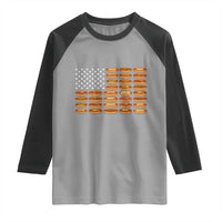 Funny Hot Dog American Flag Raglan Shirt Patriotic USA 4th of July Summer BBQ Party - Wonder Print Shop
