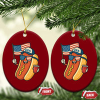Cool Patriotic Hot Dog Ceramic Ornament Funny 4th of July Cookout 4th of July American Flag - Wonder Print Shop