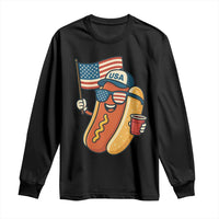 Cool Patriotic Hot Dog Long Sleeve Shirt Funny 4th of July Cookout 4th of July American Flag - Wonder Print Shop