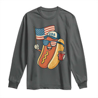 Cool Patriotic Hot Dog Long Sleeve Shirt Funny 4th of July Cookout 4th of July American Flag - Wonder Print Shop