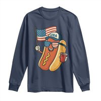 Cool Patriotic Hot Dog Long Sleeve Shirt Funny 4th of July Cookout 4th of July American Flag - Wonder Print Shop