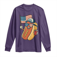 Cool Patriotic Hot Dog Long Sleeve Shirt Funny 4th of July Cookout 4th of July American Flag - Wonder Print Shop