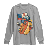 Cool Patriotic Hot Dog Long Sleeve Shirt Funny 4th of July Cookout 4th of July American Flag - Wonder Print Shop