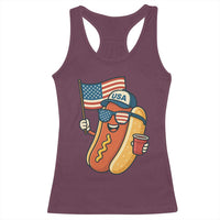 Cool Patriotic Hot Dog Racerback Tank Top Funny 4th of July Cookout 4th of July American Flag - Wonder Print Shop