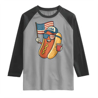 Cool Patriotic Hot Dog Raglan Shirt Funny 4th of July Cookout 4th of July American Flag - Wonder Print Shop