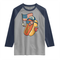 Cool Patriotic Hot Dog Raglan Shirt Funny 4th of July Cookout 4th of July American Flag - Wonder Print Shop
