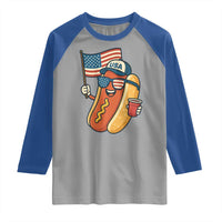 Cool Patriotic Hot Dog Raglan Shirt Funny 4th of July Cookout 4th of July American Flag - Wonder Print Shop