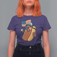 Cool Patriotic Hot Dog T Shirt For Women Funny 4th of July Cookout 4th of July American Flag - Wonder Print Shop