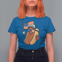 Cool Patriotic Hot Dog T Shirt For Women Funny 4th of July Cookout 4th of July American Flag - Wonder Print Shop