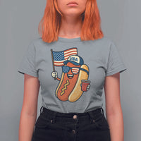Cool Patriotic Hot Dog T Shirt For Women Funny 4th of July Cookout 4th of July American Flag - Wonder Print Shop