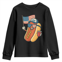 Cool Patriotic Hot Dog Youth Sweatshirt Funny 4th of July Cookout 4th of July American Flag - Wonder Print Shop