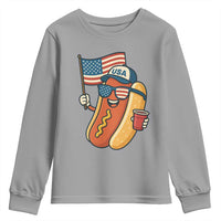 Cool Patriotic Hot Dog Youth Sweatshirt Funny 4th of July Cookout 4th of July American Flag - Wonder Print Shop