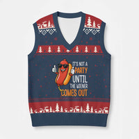 It's Not A Party Until The Wiener Comes Out V-Neck Knit Sweater Vest Funny Hot Dog Joke BBQ 4th of July Cookout - Wonder Print Shop