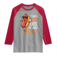 It's Not A Party Until The Wiener Comes Out Raglan Shirt Funny Hot Dog Joke BBQ 4th of July Cookout - Wonder Print Shop