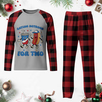Eating Hotdogs for Two Plaid Pajama Set Cute Pregnancy Announcement Patriotic 4th Of July - Wonder Print Shop