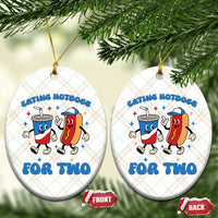 Eating Hotdogs for Two Ceramic Ornament Cute Pregnancy Announcement Patriotic 4th Of July - Wonder Print Shop