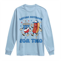 Eating Hotdogs for Two Long Sleeve Shirt Cute Pregnancy Announcement Patriotic 4th Of July