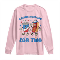 Eating Hotdogs for Two Long Sleeve Shirt Cute Pregnancy Announcement Patriotic 4th Of July