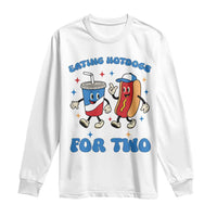 Eating Hotdogs for Two Long Sleeve Shirt Cute Pregnancy Announcement Patriotic 4th Of July