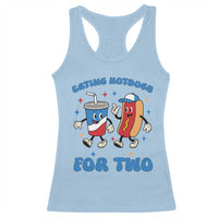 Eating Hotdogs for Two Racerback Tank Top Cute Pregnancy Announcement Patriotic 4th Of July