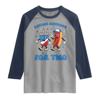Eating Hotdogs for Two Raglan Shirt Cute Pregnancy Announcement Patriotic 4th Of July