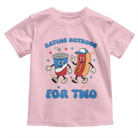 Eating Hotdogs for Two Toddler T Shirt Cute Pregnancy Announcement Patriotic 4th Of July