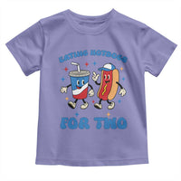 Eating Hotdogs for Two Toddler T Shirt Cute Pregnancy Announcement Patriotic 4th Of July