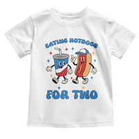 Eating Hotdogs for Two Toddler T Shirt Cute Pregnancy Announcement Patriotic 4th Of July
