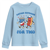 Eating Hotdogs for Two Youth Sweatshirt Cute Pregnancy Announcement Patriotic 4th Of July