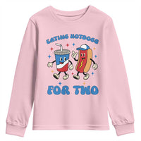 Eating Hotdogs for Two Youth Sweatshirt Cute Pregnancy Announcement Patriotic 4th Of July