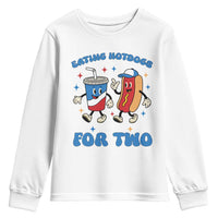 Eating Hotdogs for Two Youth Sweatshirt Cute Pregnancy Announcement Patriotic 4th Of July