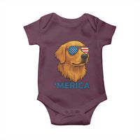 Patriotic Dog 'Merica Baby Onesie Golden Retriever Sunglasses Funny 4th Of July - Wonder Print Shop