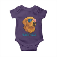 Patriotic Dog 'Merica Baby Onesie Golden Retriever Sunglasses Funny 4th Of July - Wonder Print Shop