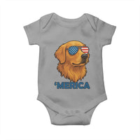 Patriotic Dog 'Merica Baby Onesie Golden Retriever Sunglasses Funny 4th Of July - Wonder Print Shop